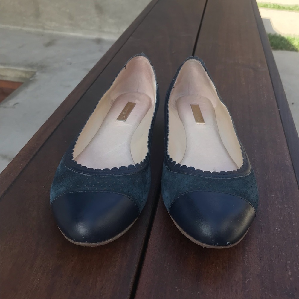 Louise et Cie Suede and Leather Flat in Navy
